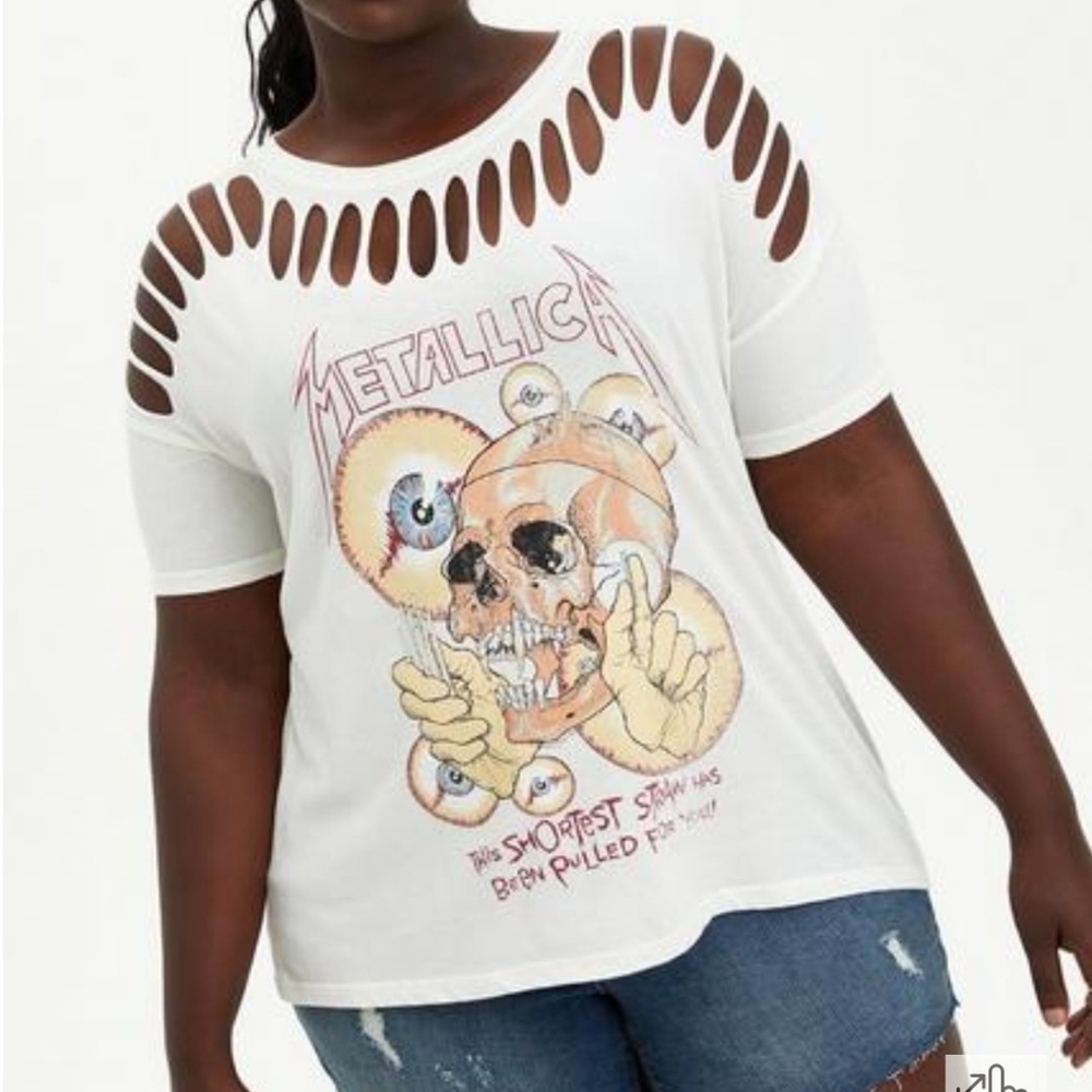 Plus Size Metallica branded ladder neck t-shirt from Torrid